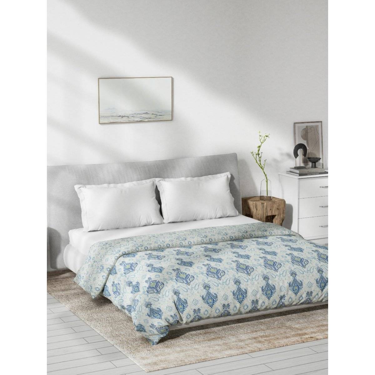 Ddecor Live Beautiful Ethnic Cotton Reversible Double Dohar - Blue